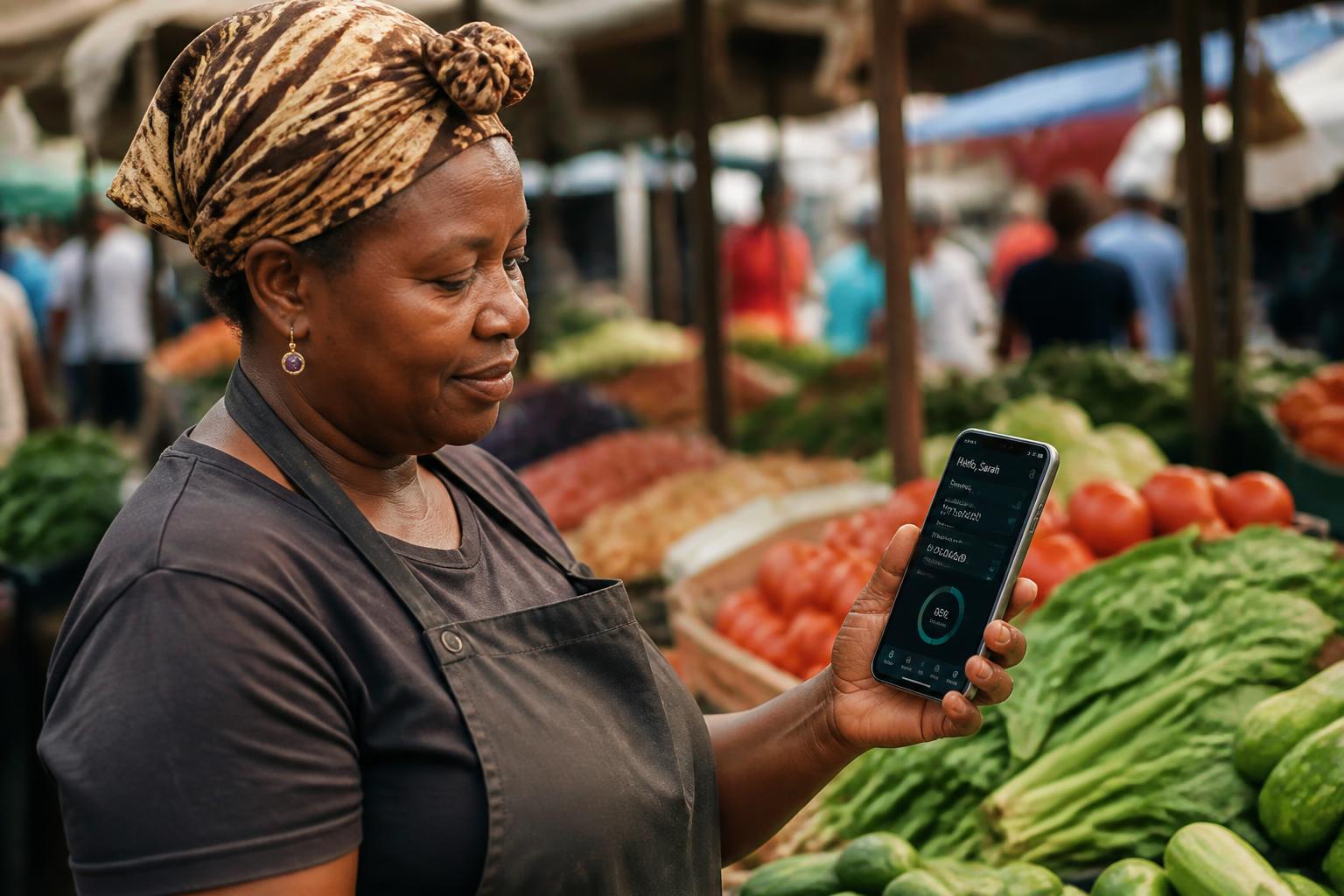 A market vendor using Nova mid-day between customers